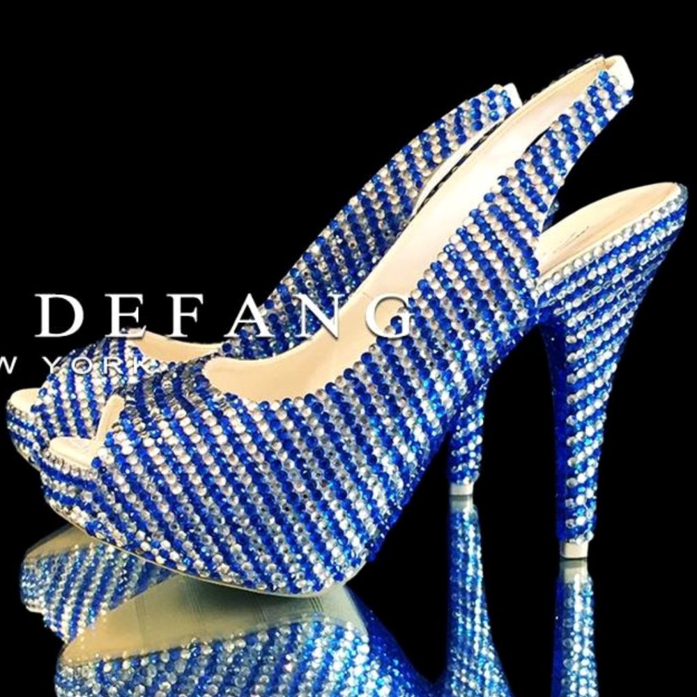 NWT Marc Defang Crystal Slingback Heels NIB